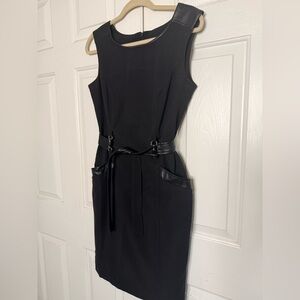 Ellen Tracy Black Belted Midi Dress